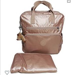 Kipling Audrie baby diaper bag in rose gold